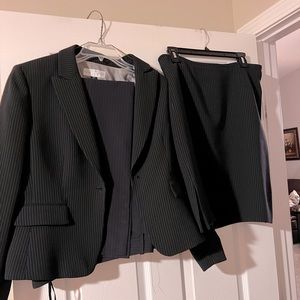 Tahari 3 piece suit.  Black with white pin stripe.  Like new